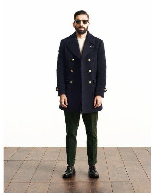 Men's Medium Length Long Sleeved Woolen Coat - WOMONA.COM