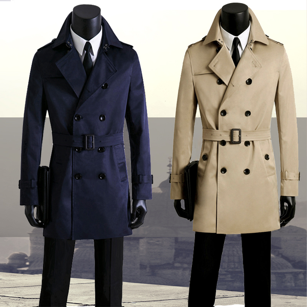 Men's slim long trench coat - WOMONA.COM
