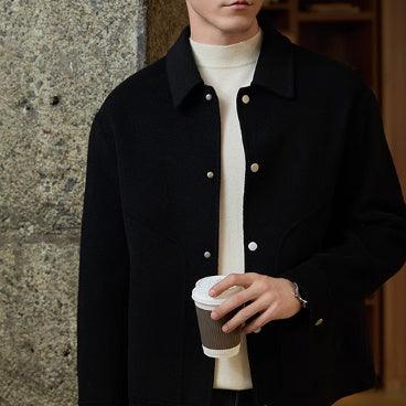 High Sense Double-faced Woolen Goods Polo Collar Jacket - WOMONA.COM