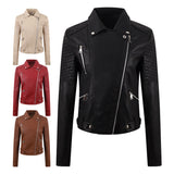 Motorcycle Clothing Washed Leather Jacket - WOMONA.COM