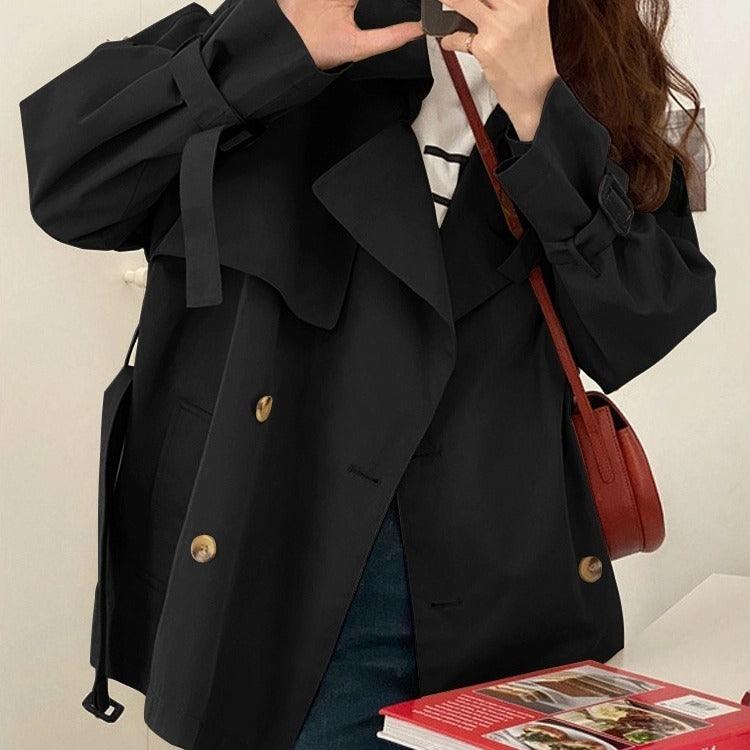 Women's Short Cotton-Blend Trench Coat