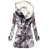 Winter Thickened Imitation Lamb Stitching Floral Hooded