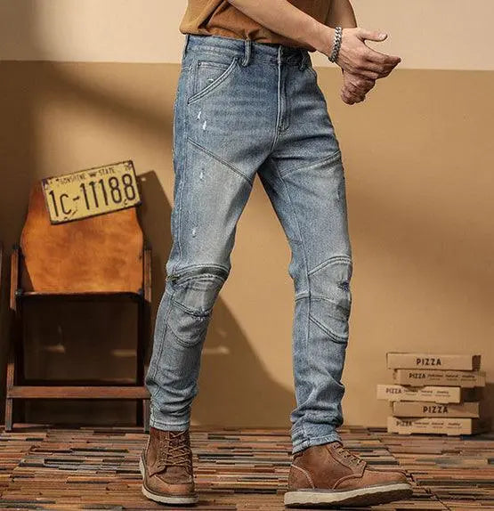 Motorcycle Jeans Korean Style Slim-fitting - WOMONA.COM