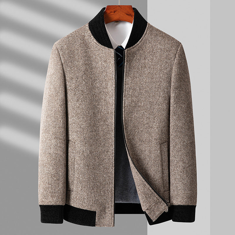 Thickening Stand Collar Zipper Woolen Jacket