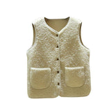 Chaleco de peluche de cordero, chaqueta camisola de piel