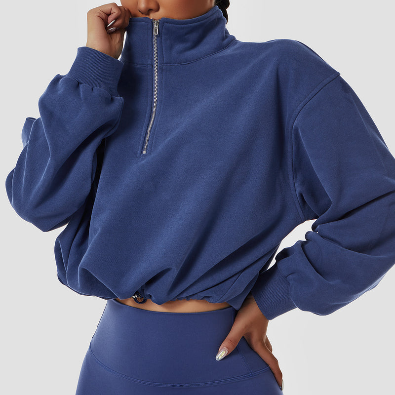 Pullover High Neck Fitness Sports Sweatshirt For Women - WOMONA.COM