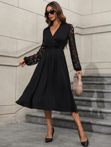 Lace High Waist Slimming Elegant Long Dress - WOMONA.COM