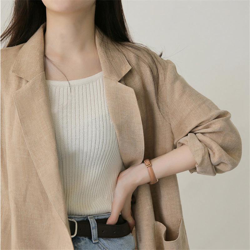 Casual Cotton And Linen Small Business Suit Coat