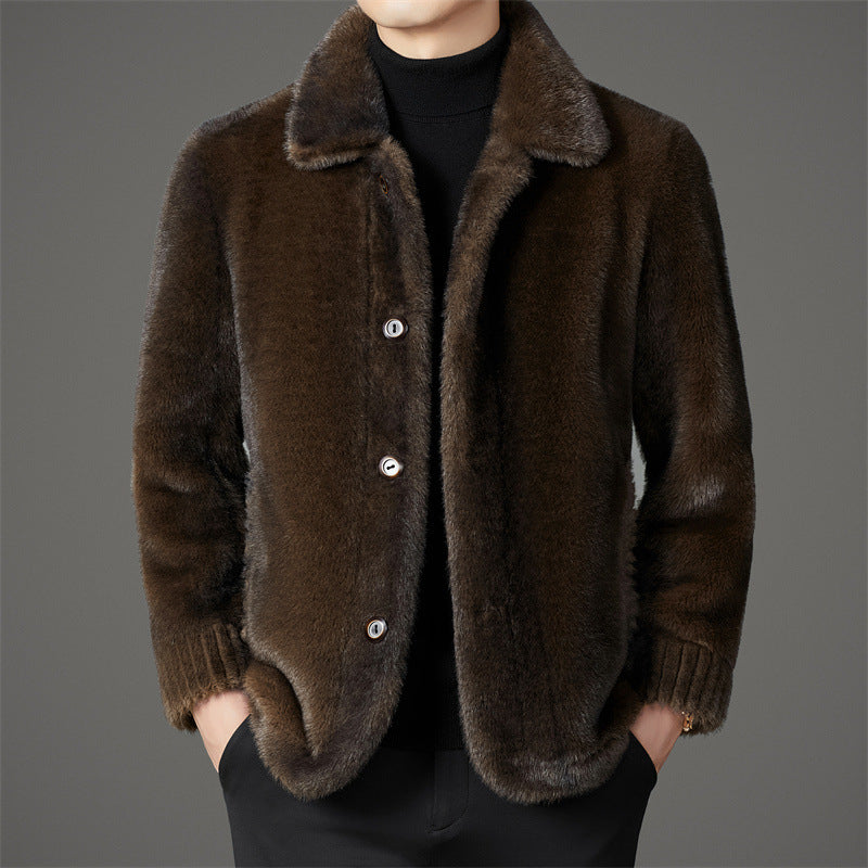 Men's Faux Fur Lapel Winter Coat