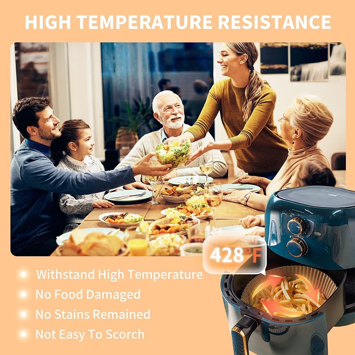 200PCS Air Fryer Disposable Paper Liners, 6.3In Round Air Fryer Parchment Paper