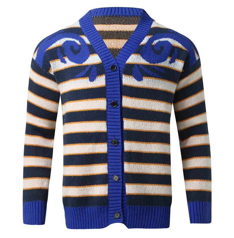 Men's Autumn And Winter Striped Knitted Jacket - WOMONA.COM