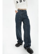 Dark Blue Jeans For Women Loose Drape - WOMONA.COM