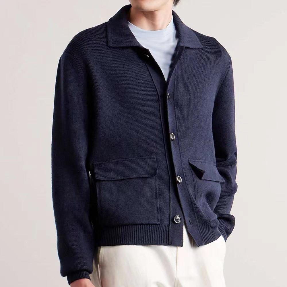 Men's Patch Pocket Woolen Jacket - WOMONA.COM