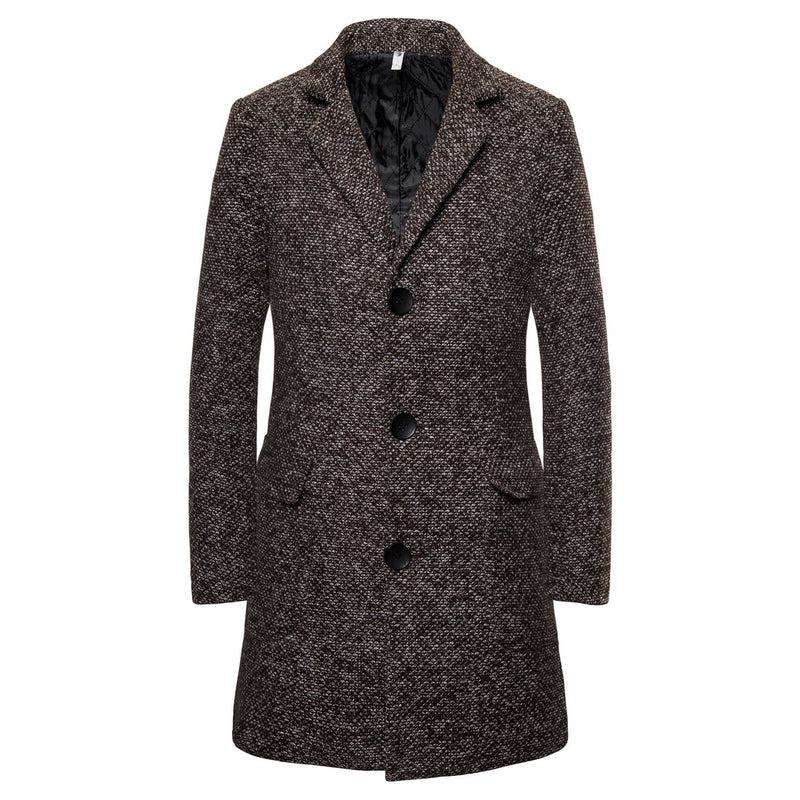 Woolen coat men's single-breasted men's woolen trench coat - WOMONA.COM