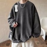 Men's Washed Old Round Neck Sweater Top - WOMONA.COM