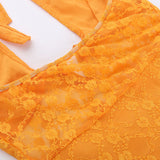 Lace V-neck Split Dress For Women - WOMONA.COM