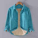 Men's Square Collar Cotton Corduroy Padded Shirt Men