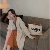 Women's Loose V-neck Knitted Cardigan - WOMONA.COM