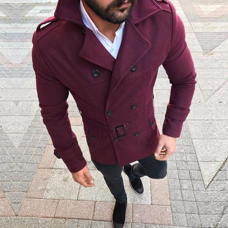 Double-breasted casual trench coat wool coat - WOMONA.COM