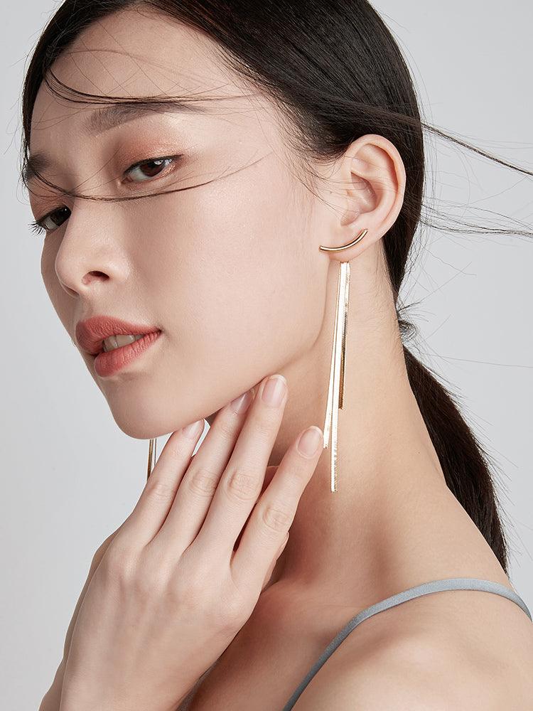 Gold-Tone Long Tassel Earrings