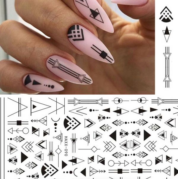 Black Butterfly Nails Stickers Decals White Flower Adhesive Manicure - WOMONA.COM