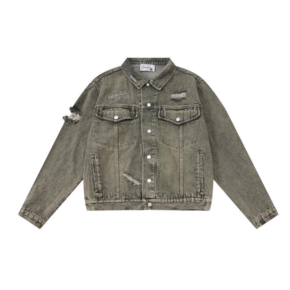 Ripped Denim Men's Ordinary Short Jacket - WOMONA.COM