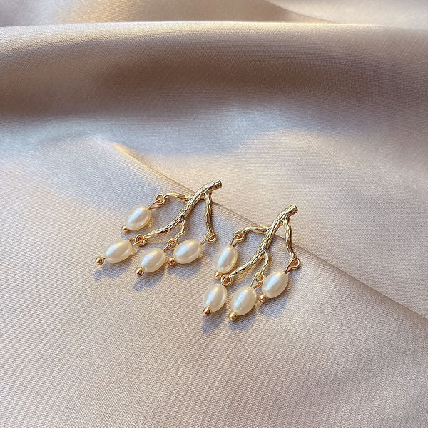 Pearl branch earrings women - WOMONA.COM