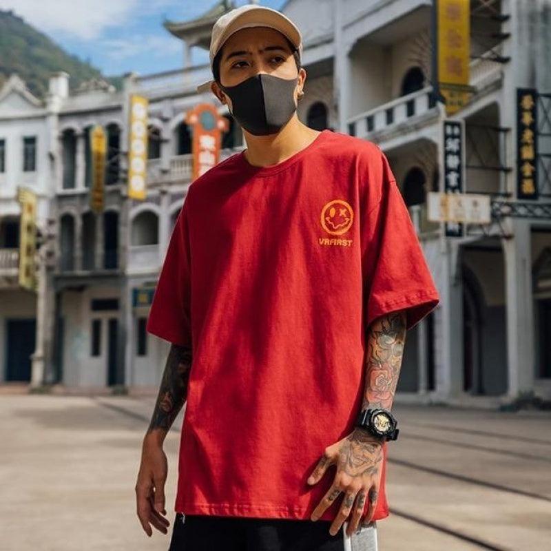 Smiley T-shirt men short sleeve - WOMONA.COM