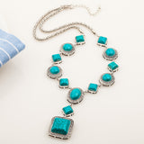 Turquoise Vintage Diamond Necklace - WOMONA.COM