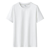 Men Short Sleeved Round Neck Solid Color Clothes - WOMONA.COM