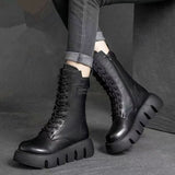 Retro Boots For Women Lace-up Shoes Autumn And Winter - WOMONA.COM