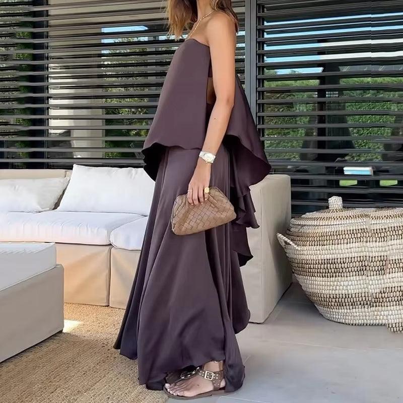 Purple Halter New Loose Sexy Dress - WOMONA.COM