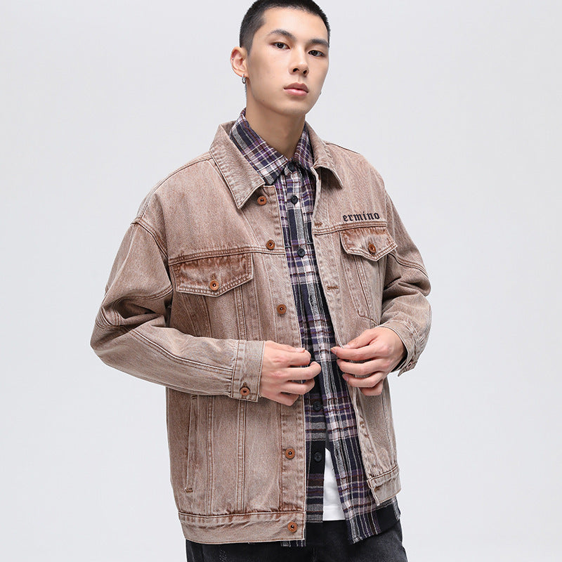 Mens Vintage Denim Jacket Cross - WOMONA.COM