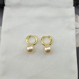 brass glass pearl earrings - WOMONA.COM