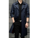 Double Breasted Men's Long Trench Coat - WOMONA.COM