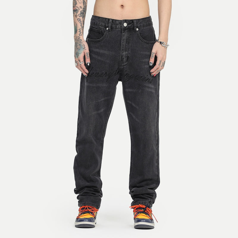 Stretch-free High Street Retro Washed Jeans - WOMONA.COM