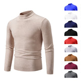 Round Neck Sweater Men's Winter Solid Color Slim Fit - WOMONA.COM