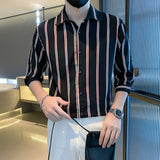 Light Cooked Style Shirt For Men With Black And White Stripes - WOMONA.COM