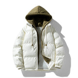 Leather Winter Fake Two-piece Cotton-padded Men's Hooded Korean-style Simple Trendy Thickening Coat