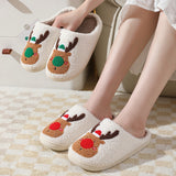 Christmas Shoes Winter Home Slippers Elk Soft Cozy Bedroom Slipper - WOMONA.COM