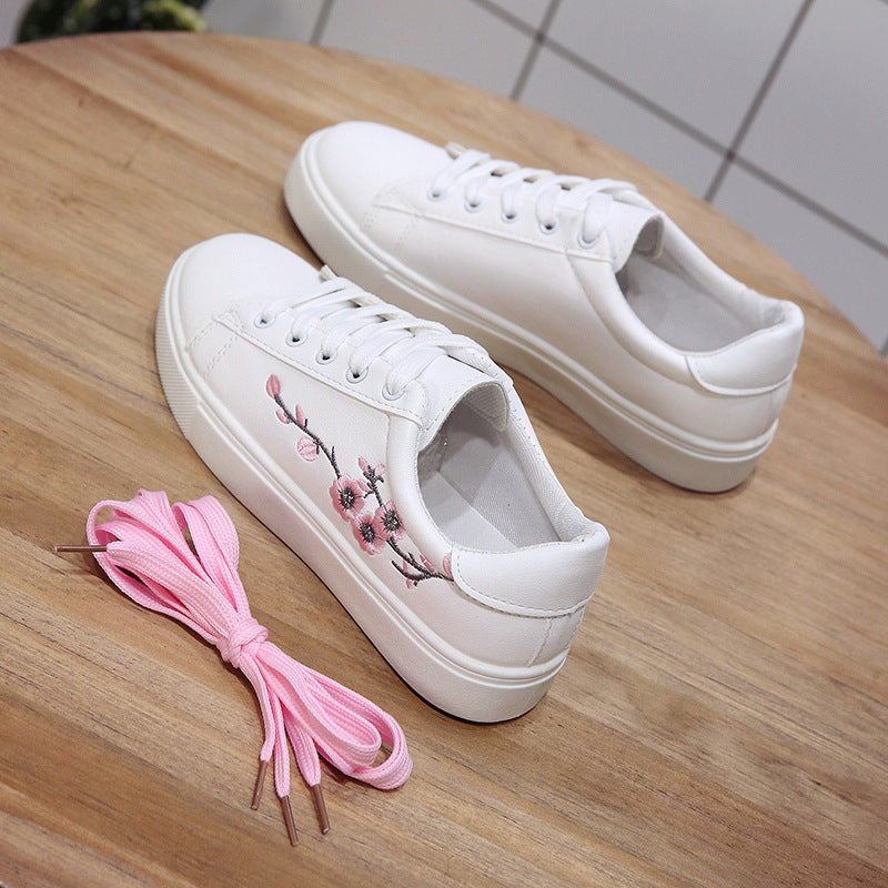 Schoolgirl Embroidered Flat Sneakers - WOMONA.COM