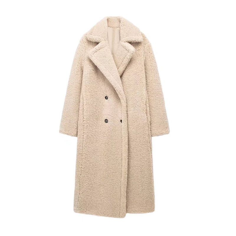 Women's Large Lapel Thickened Lamb Sweater Coat