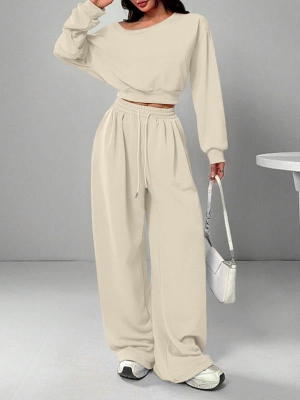 Women's one-shoulder sweatshirt and drawstring pants set – product image 25