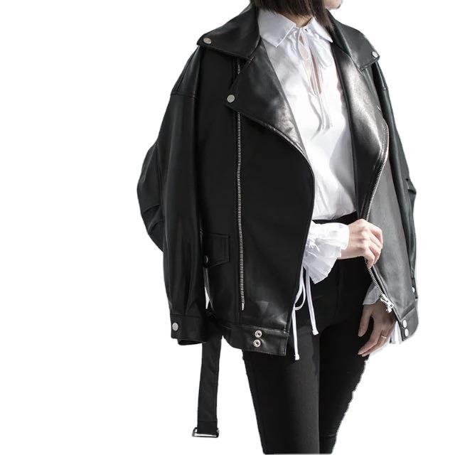 Autumn Loose Pu Leather Jacket - WOMONA.COM