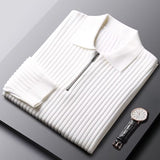 Casual Men's New Versatile Solid Color Zipper Thermal Long-sleeved Sweater