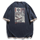 Faxien Japanese Retro Short Sleeve T-shirt Men''s - WOMONA.COM