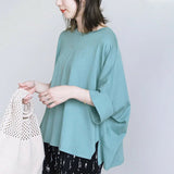 Japanese 6-color Cotton Batwing Sleeve Oversized Loose T-shirt For Women