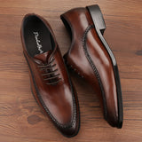 Leather Shoes For Men With Cowhide Head And Low Top - WOMONA.COM