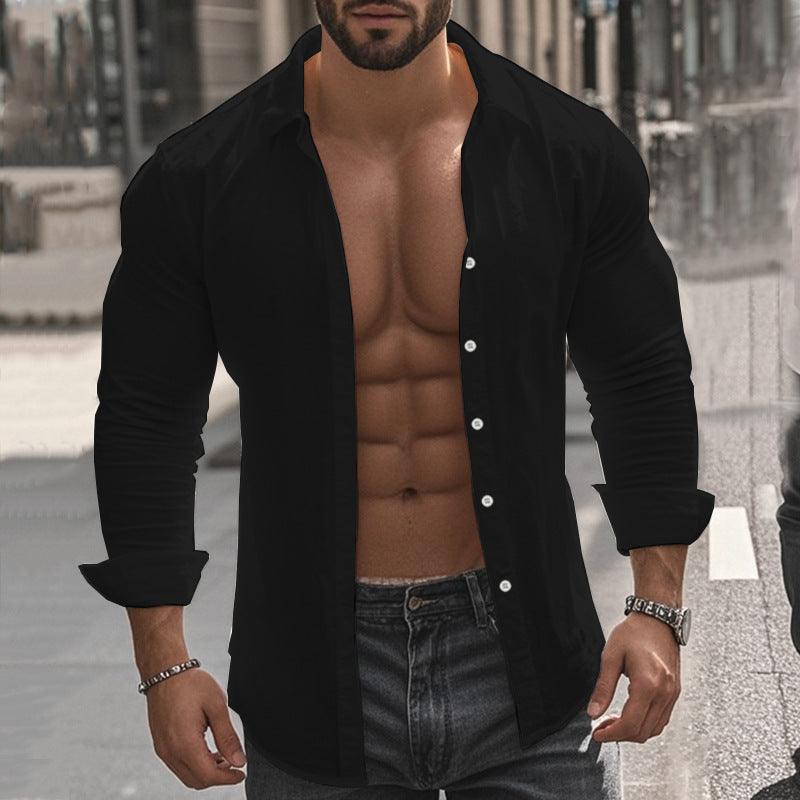Men's Cotton And Linen Shirt High Elastic And Comfortable - WOMONA.COM