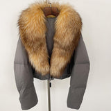 Fox Fur Collar Thick Short Down Jacket Coat